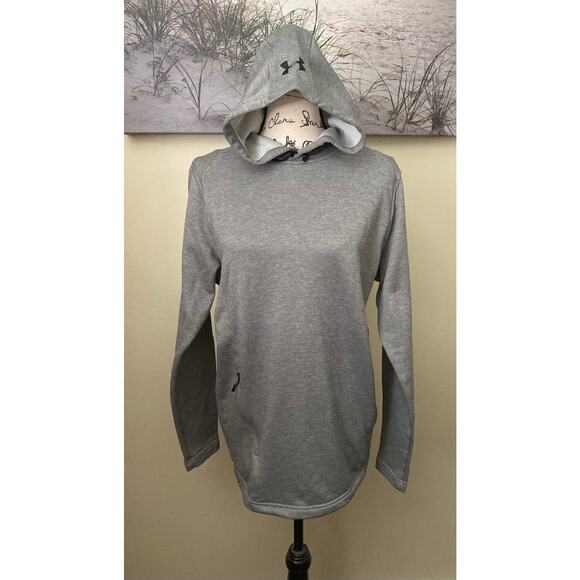 Under Armour Tops - Under Armour Fitted Coldgear hoodie grey Sweatshirt, women's size medium